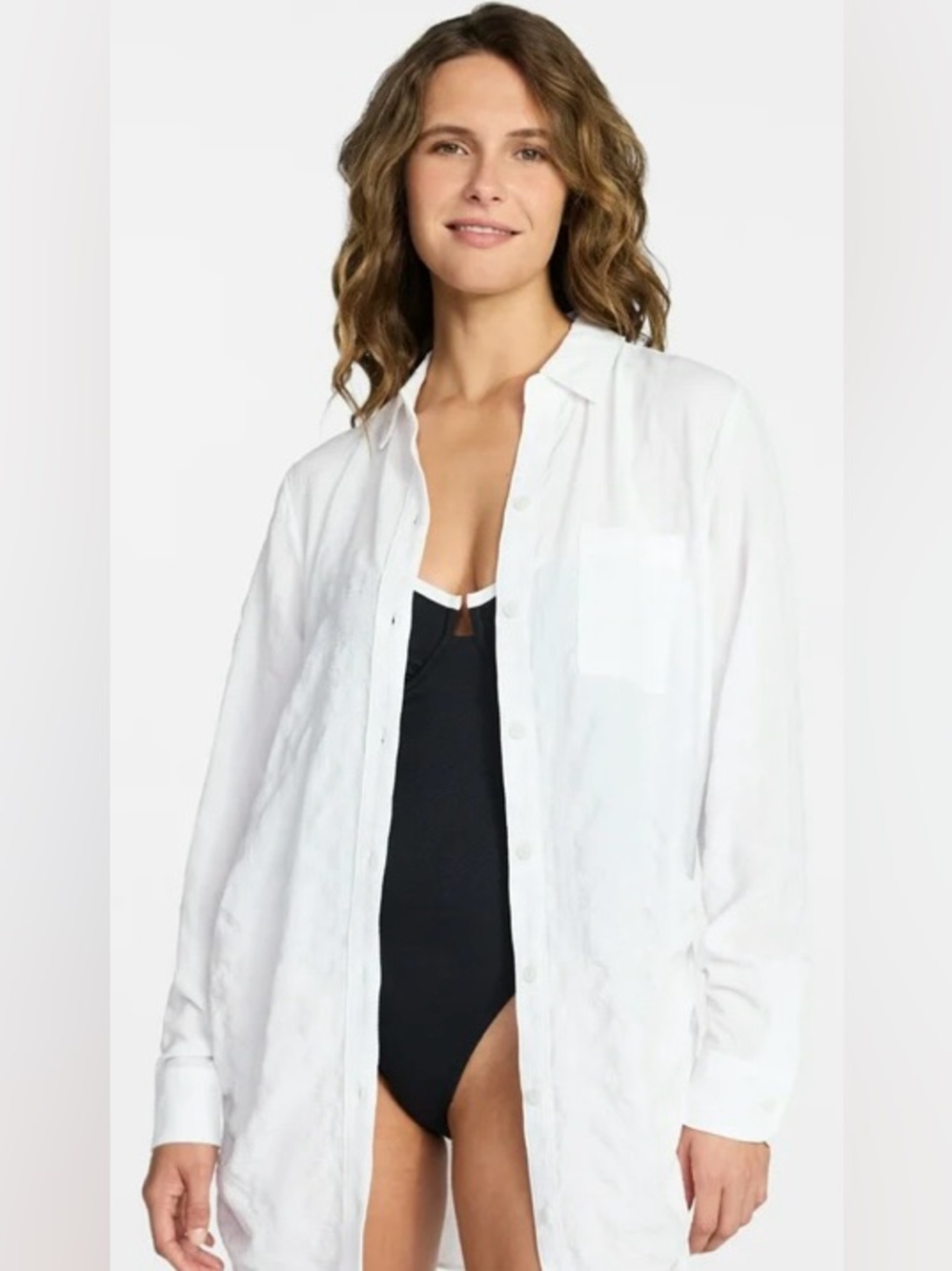 Time and Tru White Button-Front Swim Coverup - Picture 3 of 16